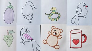 How to draw different pictures pictures easy for kids | Kids drawing ideas for school | Priyanka creative guru