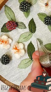 How to embroider a berry leaf🌿 https://youtube.com/@vegetadreams?si=tm6jT74ahkeLsclw #floralembroidery #emboidery #inspiration #berries #falltime #fall #embroiderystitches #howto #tutorialreels #tutorial | Regina Jikidze