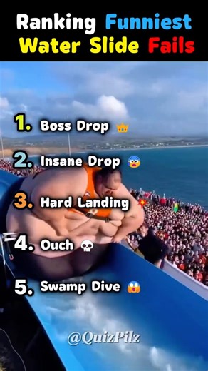 Ranking Funniest Water Slide Fails #ranking #shorts #funny