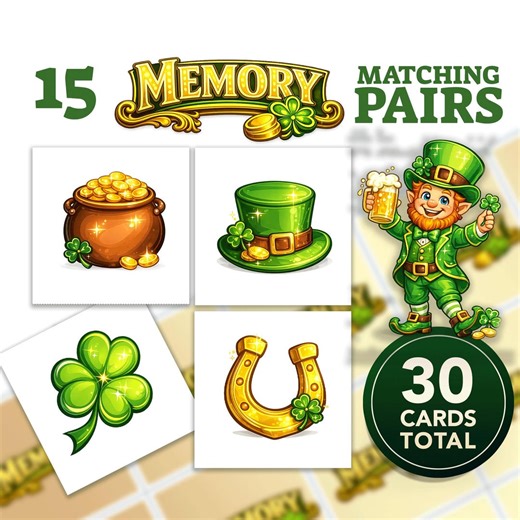 Irish Memory Match Game, St Patrick Matching Cards, Ireland Card Game, Family Memory Game, Cut and Play Printable, Instant Download - Etsy Canada