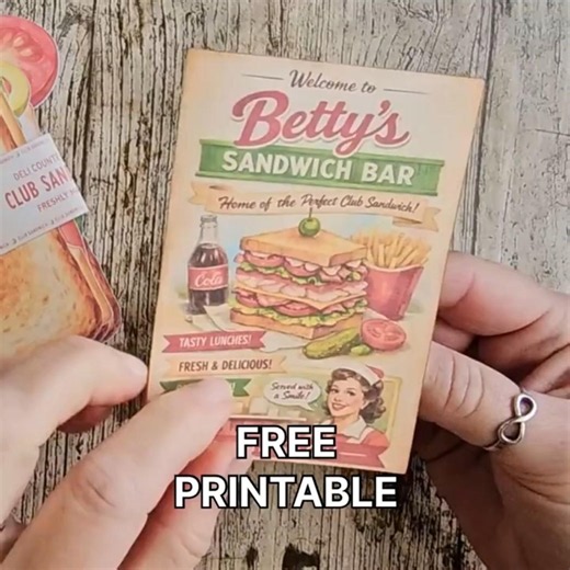 Free printable THE SANDWICH junk journalling card