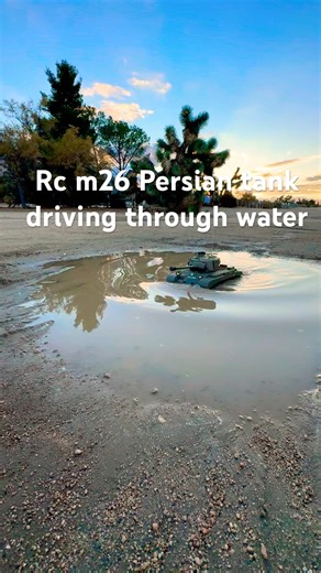 Rc m26 Persian tank driving through water # Kai builds # bollens # water ￼