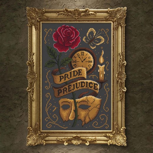 Gothic Cross Stitch Pattern, Dark Romantic Rose Mask Sampler, Moody Victorian Decor PDF - Etsy