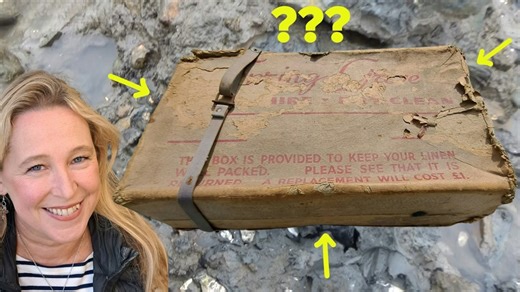 A box of mudlarking finds from 100 years ago