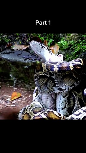 Anaconda hunting crocodile😱 #wildanimals #anaconda #crocodile #animals