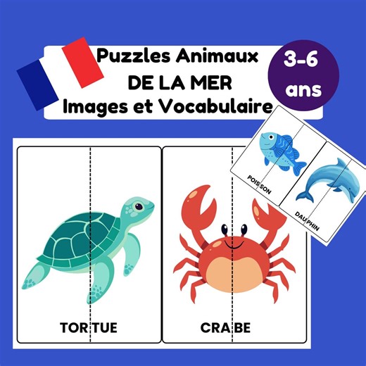 Sea Animal Puzzles – 20 Two-piece Printable Puzzles - Etsy Canada