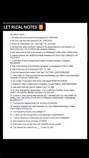 16K views · 230 reactions | Let notes #rizal #lpt #let | LET EXAM Online Review New Curriculum | Facebook