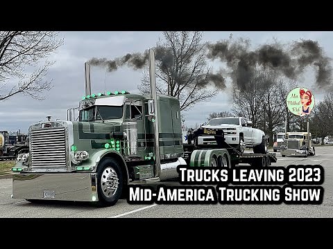 Trucks Leaving the 2023 Mid-America Trucking Show