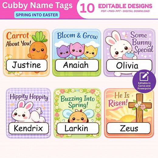 Editable Spring Easter Cubby Name Tags: Classroom Labels (digital Download) - Etsy
