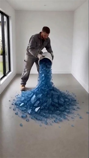 Luxury blue shattered glass floor makeover! #satisfying#shorts