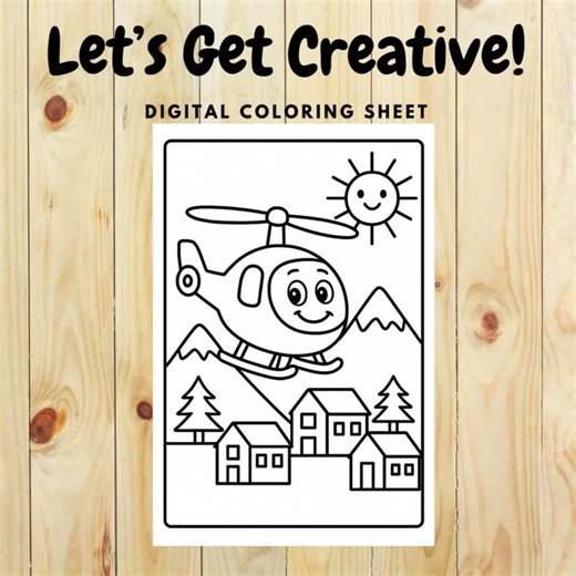 Helicopter Coloring Page for Kids, Cute Cartoon Helicopter Printable PDF and PNG, Transportation Coloring Sheet, Instant Digital Download - Etsy