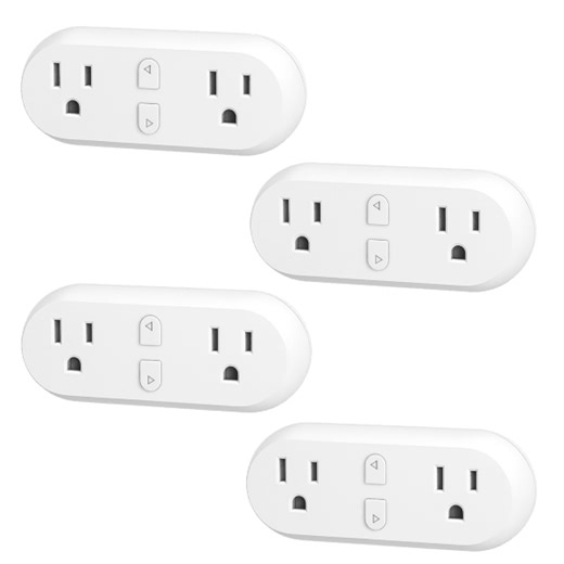 4-Pack: HBN Smart Plug 15A WiFi Outlet Extender Dual Socket Plugs
