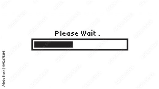 Retro Monochrome Please Wait Loading Bar Animation with Classic Film Frame Overlay Prores Alpha Channel 4K 60fps