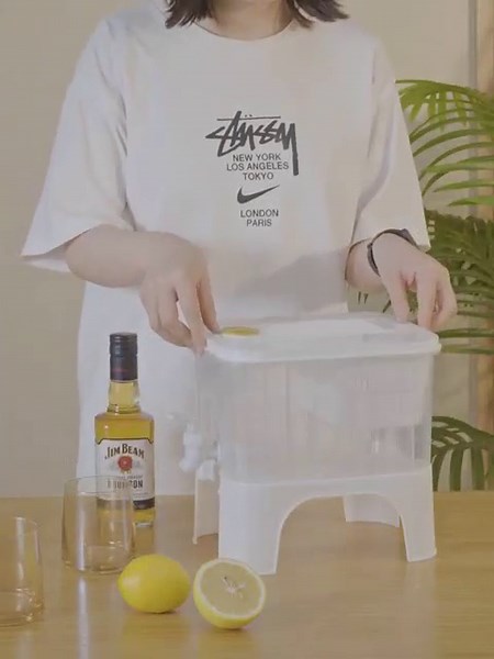 1 Gallon Clear Beverage Dispenser for Fridge - Premium Plastic Small Iced Water Jug Holder with Filter, Spout, Spigot - Refrigerator Drinks Container for Parties, Juice Pitcher