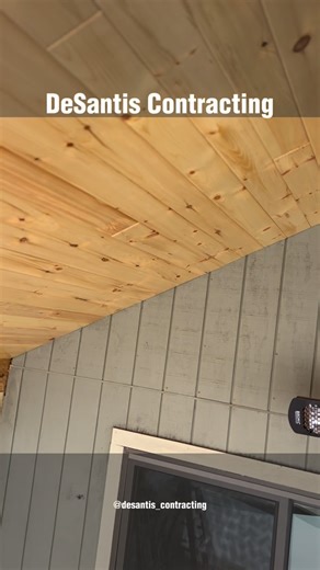 Scott DeSantis on Instagram: "10 degree weather can’t stop us from beautifying this covered porch ceiling in beautiful tongue and groove! Tedious but totally worth the work! Should wrap this one up in the next few days. #lehighvalleycontractor #poconoscontractor #deckbuilder #bigdeckenergy"