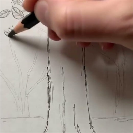 This Pencil Trick Makes Trees Look Real 🌲✏️ #drawing #sketch #artist