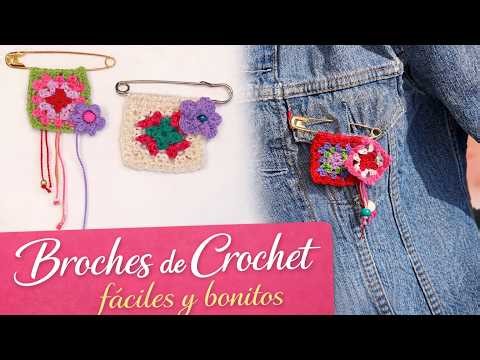 ✨ Beautiful and easy crochet brooches #crochet #crochet #easycrochet #grannysquare #handmade