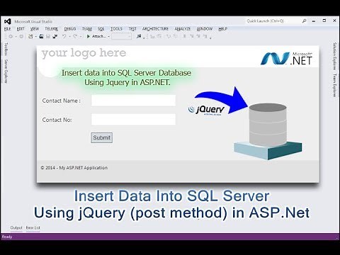 Insert Data Into SQL Server Database Using jQuery (post method) in ASP.Net
