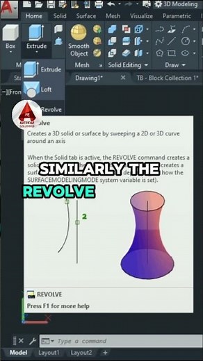 Utilizing the Extrude and Revolve commands for quick 3D shapes #autocadtips #tutorial