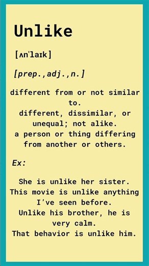 Unlike Meaning & Usage | Learn English Vocabulary in 20 Seconds! #learnvocabulary #vocabulary