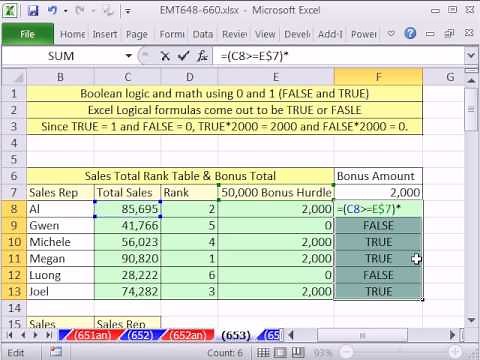 Excel Magic Trick 653: Boolean Math Bonus Instead of IF Function