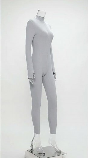 GIRLMERRY Plus size pure color 6 colors high stretch zip-up slim casual jumpsuit Wholesale CA003659