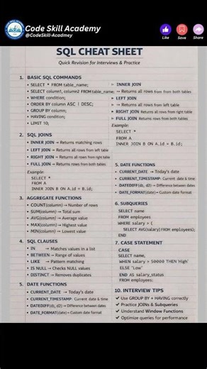 Category Rookies vs Seasoned Pros SQL Cheat Sheet Essentials