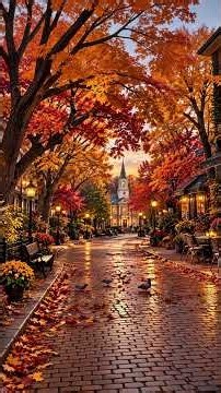 Cozy Autumn Main Street Ambience 🍂 Peaceful Afternoon in a Charming Village | Relaxing Town Sounds