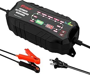 Car Battery Charger, Smart LifeP04 Battery Charger, 6V 12V 4-Amp Trickle Charger for Car Motorcycle Lawn Mower Boat Marine RV SUV ATV SLA Wet AGM Gel Cell Lead Acid LifeP04 Batteries