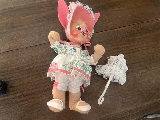 Vintage 1987 Annalee Easter Parade Bunny Doll With Parasol & Bonnet - Etsy
