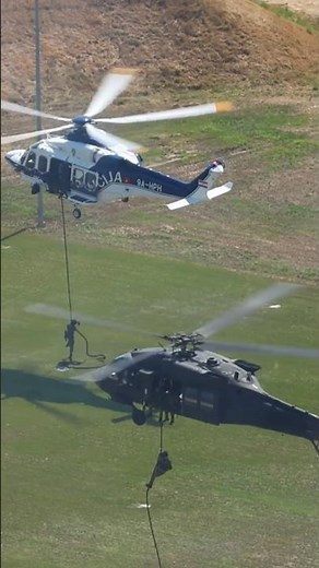 Special Forces Fast-roping from Helicopters - Birds Eye View!