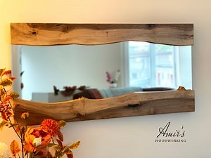 Modern Wall Mirror with Live edge Walnut - Start to Finish