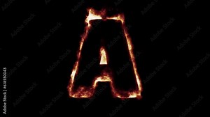 fiery font burning text fire on letters and numbers - red blue green flames - Letter a