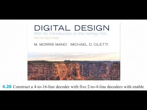 Solving Problem 4.26: Construct a 4-to-16-line decoder with five 2-to-4-line decoders with enable.