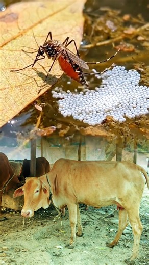 Mosquito laying eggs in dirty water 🦟💧 Nature up close! #Shorts #Nature