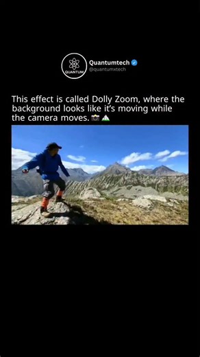 QuantumTech on Instagram: "This effect is called Dolly Zoom, where the background looks like it’s moving while the camera moves. 🎥 It’s one of the most iconic cinematic effects used to create moments of shock, realization, or tension. The trick? The camera moves closer or farther from the subject while zooming in the opposite direction — creating that surreal illusion where the world seems to shift behind the character. Used in legendary films like Vertigo, Jaws, and Goodfellas, this technique