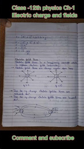 Electric💡⚡charge and field class 12th physics ch1#physics#ytviral#yttrending#electricchargeandfield