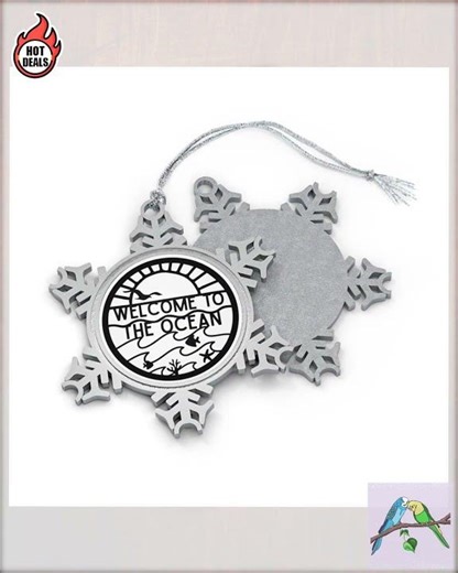 Pewter Snowflake Ornament: Ocean Lover Holiday Tree Decoration