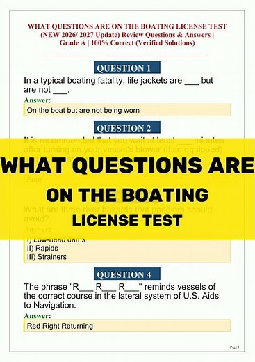 WHAT QUESTIONS ARE ON THE BOATING LICENSE TEST Exam study guide