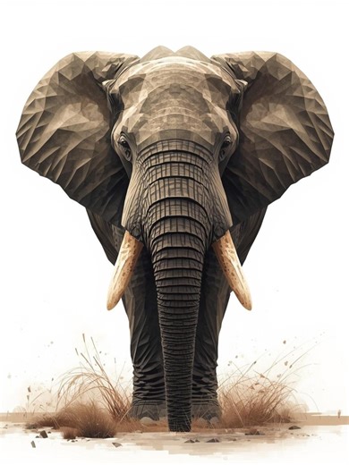Geometric Abstract Elephant Art - Earth Tone Abstract Decor (digital Download) - Etsy