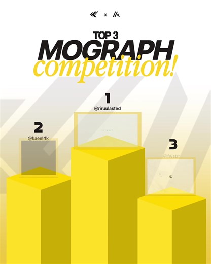 Haloo Member Key Frame & Alley👋🏻 Kali ini kita ngumumin para pemenang dari kompetisi mograph kita nih! Juara 1 @riruu Juara 2 @kaeel4K Juara 3 @FauSofter Congrats buat para pemenang ! *maaf atas keterlambatan pengumuman @Artisan's Alley | 𝐀𝐋𝐋𝐘 #keyframeidn #akualley #motiongraphic