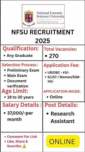 National Forensic Science University Recruitment 2025 ll Apply Now New Job #nfsu #newjob #science