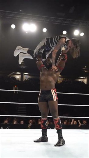 Oba Femi doing reps with Dominik Mysterio like it's nothing! 💪 😤 #WWESpringfield