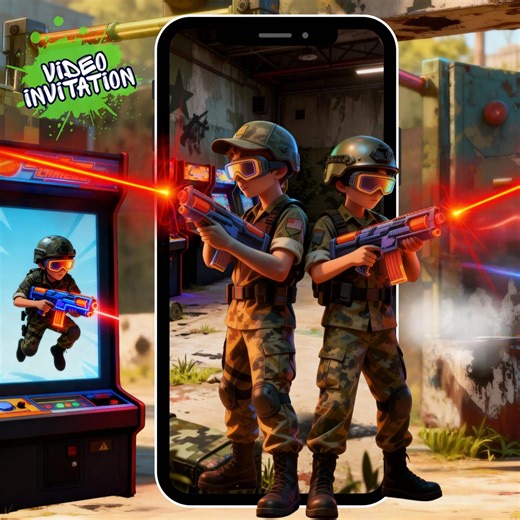 Army Laser Tag Arcade Birthday Video Invitation | Military Gamer Party Invite | Digital Download - Etsy Australia
