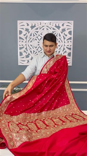 Beautiful mashru silk bridal banarsi saree with zardosi work | order no- 8168586033