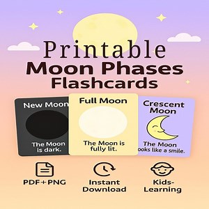 Moon Phases Flashcards for Kids | 18 Printable Learning Cards | PDF PNG Download - Etsy Canada