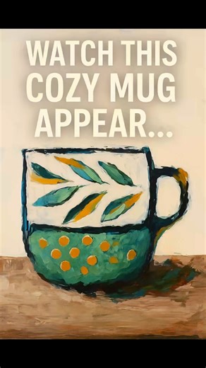 Cozy Acrylic Mug Painting | Palette Knife Art