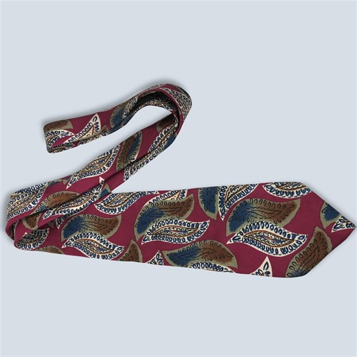 VINTAGE 80s Silk Paisley Tie | Burgundy & Brown Extra Long | Ashley Stuart | Formal Wear | VFG - Etsy