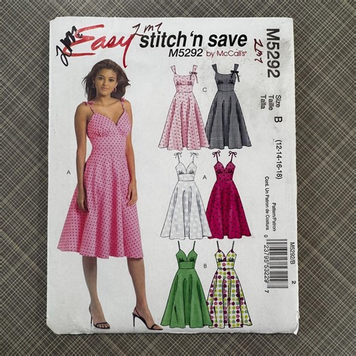 Mccall's Sewing Pattern 5292 Misses/miss Dress Stitch 'n Save Out of Print Uncut Factory Fold Size 12 14 16 18 - Etsy