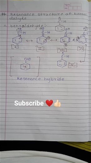 Resonance Structure Of Benzaldehyde And Resonance Hybrid 🧪|#resonance #shorts #shortvideo #chemistry